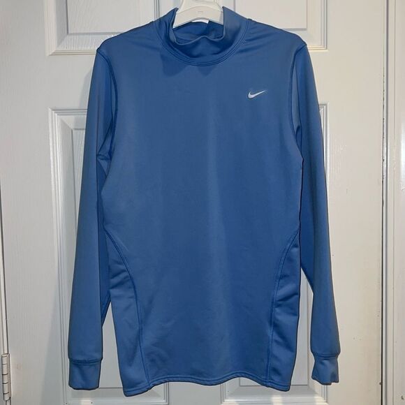 Nike Long Sleeve Light Blue Dry Fit Athletic Top Turtleneck Size Med - Picture 1 of 6